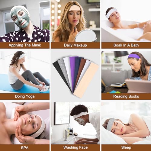 Headbands for Women, 8 PCS Elastic Head Bands for Women's Hair, Premium Workout Headbands for Women Non Slip, Fashion Stretchy Soft Cotton Cloth Fabric Sports Sweat Band for Yoga Running