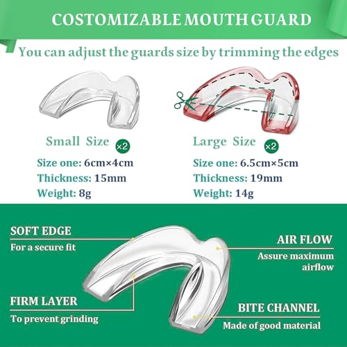 Mouth Guard for Clenching Teeth at Night, 4 Pack Night Guards for Teeth Grinding, Reusable Teeth Grinding Mouth Guard, Mouthguards for Grinding of Teeth