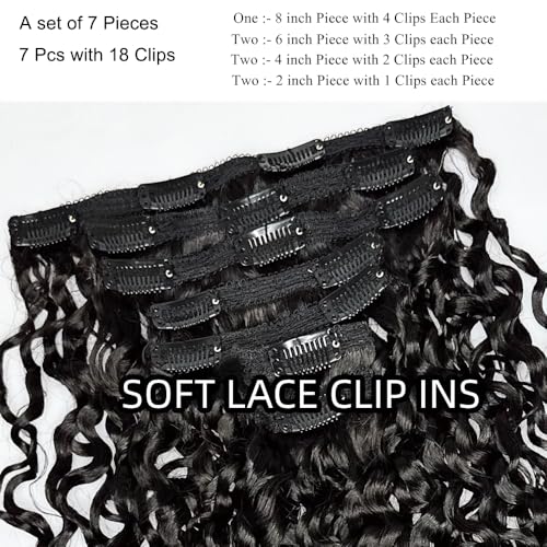 Burmese Curly Clip in Hair Extensions Human Hair 3C4A Lace Clip in Human Hair Extensions 2 Pack 240g 14pcs Spirally Curly Classic Clips Ins Real Human Hair Extension Full Head For Black Women 18 Inch