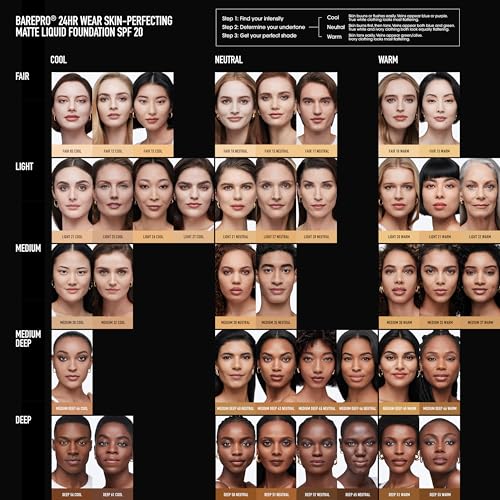 bareMinerals Barepro Performance Wear Liquid Foundation SPF 20, Breathable Makeup for Face, Full Coverage, 24HR Wear, Natural Matte Finish, Vegan