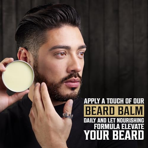 Viking Revolution 4 Beard Balm Variety Pack (1oz Each)- Spiced Vanilla, Sweet Tobacco, Majestic Oud, Citrus - Styles, Strengthens & Softens Beards & Mustaches - Leave in Conditioner Wax for Men