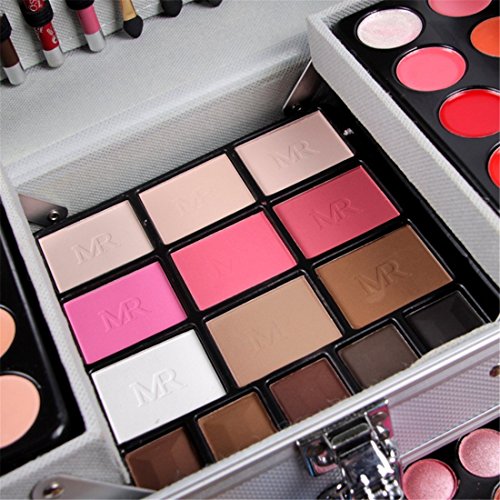 Pure Vie All-in-One Holiday Makeup Gift Set Xmas Essential Starter Bundle Include Eyeshadow Palette Lipgloss Concealer Blush Eyebrow Foundation Face Powder Eyeliner Pencil