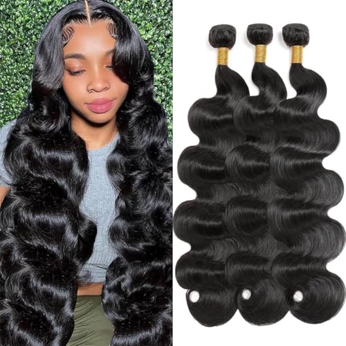 Human Hair Bundles 18 20 22 Inch Body Wave Bundles 100% Unprocessed Brazilian Virgin Hair Quick Weave Extensions Natural Black
