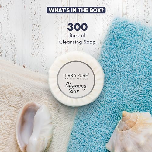 Terra Pure White Tea & Coconut Soap | Travel Size Toiletries Bulk Set for Hotel Essentials | 0.6 oz Bar Soap | 300 Pieces