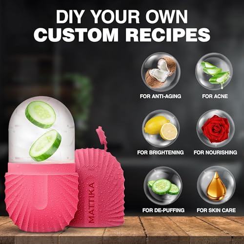 Ice Roller for Face and Eye Glow Naturally and Skincare, Ice Face Roller, Ice Facial Cube, Silicone Ice Mold, Ice Roller Face for Beauty and Skin Care Gift for Men & Women Face Ice Roller (Pink)