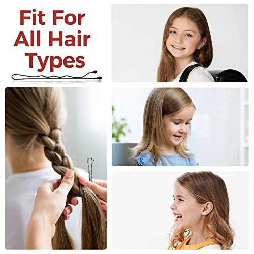 300 Pcs Bobby Pins Black, Hair Pins for Women Girls and Kids, Invisible Wave Hair clips Bulk with Storage box, Pain-Free Hairpins£¨2 Inch Black£©