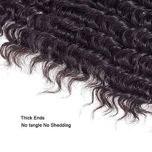 Single Human Hair Bundle 22 Inch Color 1B Deep Wave Bundles Peruvian 8A Virgin Remy Hair Extensions Double Weft Real Natural Black Deep Wave Hair Weave