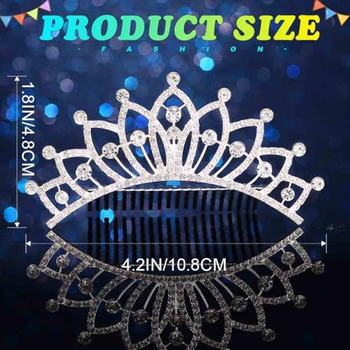JEWEKY Princess Comb Tiara Mini Silver Rhinestone Hair Comb Brithday Decorations Hair Accessories
