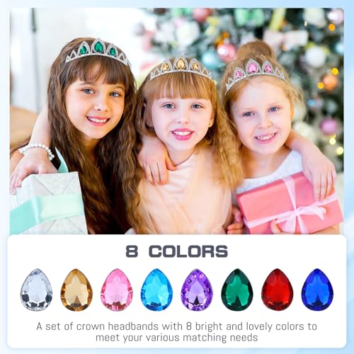 inSowni 8 Pieces Silver Metal Sparkly Waterdrop Rhinestone Princess Crown Headbands Tiaras Wedding Birthday Party Prom Headpieces for Women Brides Bridesmaids