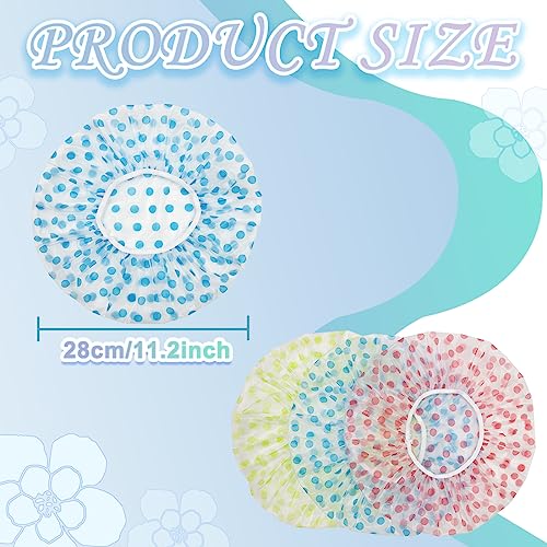 18Pcs Plastic Shower Caps for Women Reusable Waterproof Bath Caps Bathing Hair Cap Shower Caps for Shower,Spa,Salon,Housework,Girls,Home,Travel (Pink+Blue+Green)