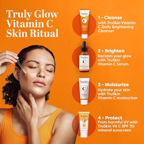 TruSkin Vitamin C Serum For Face ? Anti Aging Face Serum with Vitamin C, Hyaluronic Acid, Vitamin E ? Brightening Formula ? Improve Appearance of Dark Spots, Tone, Fine Lines & Wrinkles, 1 Fl Oz