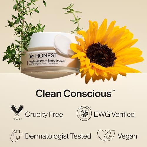 Honest Beauty Ageless Firm and Smooth Cream | Powered by Vegan Collagen and Elastin Polypeptides | Firmer, Smoother Looking Skin | Fragrance Free, EWG Verified, Vegan, Cruelty-Free | 1.7 fl oz