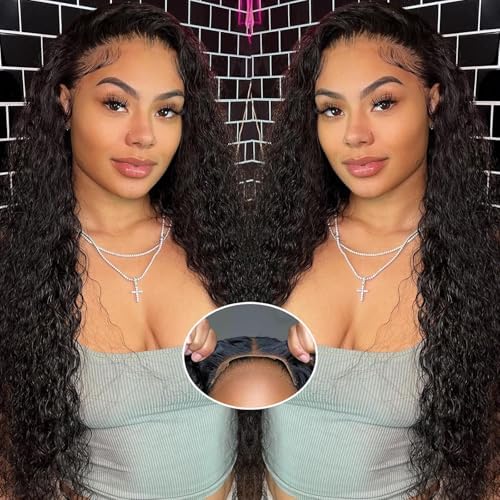 5x5 Lace Closure Wig Water Wave 5x5 Hd Lace Closure Wigs Human Hair For Women 180% Density 100% Virgin Human Hair Free Part 5x5 Deep Curly Closure Glueless Wig Pre Plucked 30 Inch