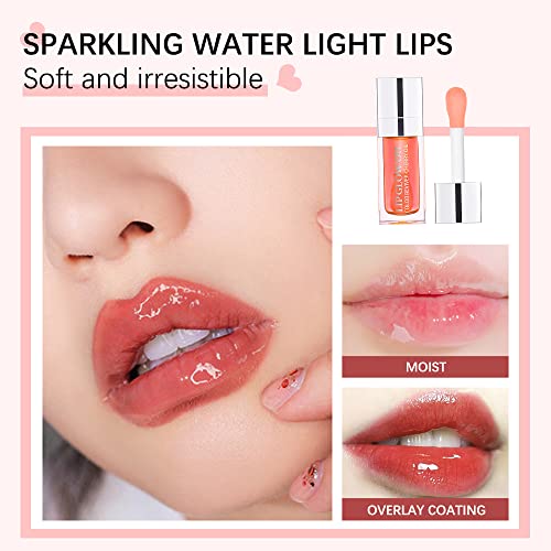 Rosewood Hydrating Lip Glow Oil, Moisturizing Gloss, Plumping Oil, Non-Sticky Long Lasting Gloss, Transparent Tinted, Reduces Lip Lines