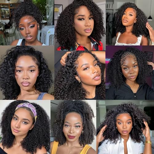 22 Inch Half Wig Human Hair 200% Density Wear Go Glueless Water Wave Half Wigs 3 In 1 Seamless Flip Over Curly Wig Adjustable Drawstring Beginner Friendly Headband Wig for Women