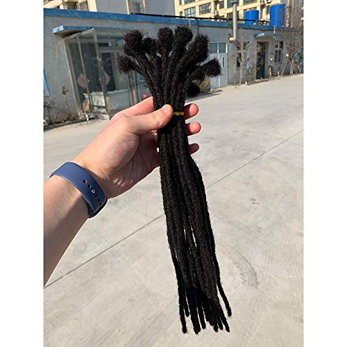 YONNA Human Hair Microlocks Sisterlocks Dreadlocks Extensions 20Locs Full Handmade (Width 0.4cm) 20inch Natural Black #1B