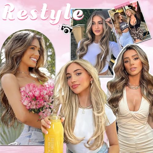Clip in Hair Extensions Real Human Hair, Seamless Clip ins Real Human Hair for Women, Remy Human Hair Clip in Extensions, Double Weft 8pcs 24 inch Balayage Dark Brown to Chestnut Brown
