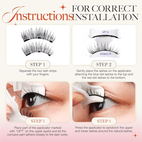 Reusable Magnetic Eyelashes with Applicator Kit - No Glue Needed Natural Look Lashes, Lightweight False Eyelashes for Daily Use & Special Events, 3D Volume Easy Apply