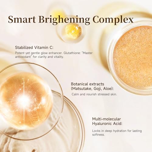Vitamin C Brightening Serum for Face, Antioxidant Hydrating Ampoules with Glutathione, Niacinamide & Hyaluronic Acid, Daily Skincare for Uneven Tone, Dark Spots & Sensitive Dry Skin, 1.2ml x 30