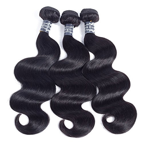 Amella Hair 8A Brazilian Body Wave Bundles - 3 Pack 100% Unprocessed Virgin Human Hair Weave - Natural Black (22, 24, 24)