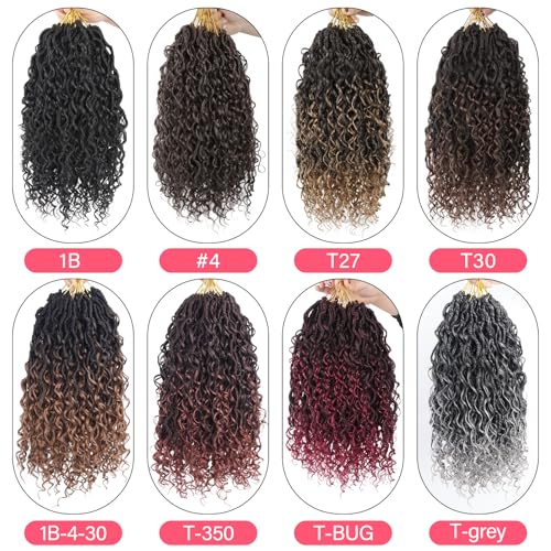 Goddess locs crochet hair, 9 packs soft boho faux locs with curly ends bohemian crochet dreads for black women(14Inch,#Tbug)