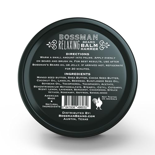 Bossman Big Boss Beard Care Kit for Men - 7 Piece Beard Grooming Kit with Jelly Beard Oil, Beard Conditioner, Beard Balm, MUDstache Wax, Bar Soap, Metal Comb, Brush - Gift Set for Men (Gold)