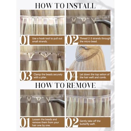 LOXXY Butterfly Double Weft Human Hair Extensions - 100% Remy Invisible Genius OVO PU Weft Extensions - Darkest Brown to Chestnut Brown Highlights, 20 Inch 100g, Width 31.5"(80cm)