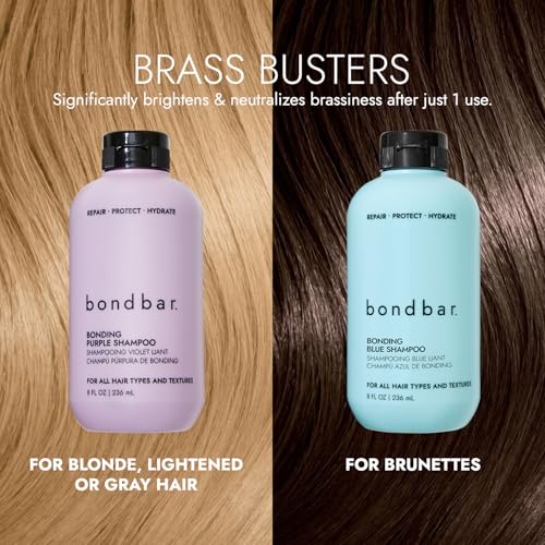 Bondbar Purple Brightening Shampoo for Blonde, Lightened & Gray Hair, Neutralizes Brassiness, Repairs, Protects, Hydrates, Vegan, CrueltyFree, 8 Fl. Oz