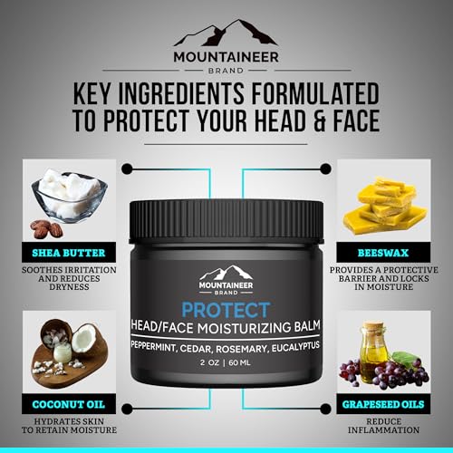 Mountaineer Brand Natural Moisturiser with Fresh & Natural Scent | Bald Head Care for Men | Non-Greasy Scalp and Face Balm | Made in West Virginia | Protect | 2 Pack | 2oz