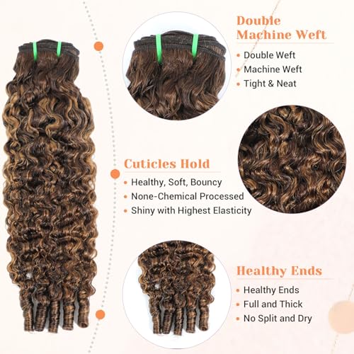 Highlight P4/27 Burmese Curly Bundles Human Hair 100% Real Human Hair Burmese Curly Bundles With Finger Curl For Quick Weave Double Weft Brown Honey Blonde Piano Color 20 22 24 Inch