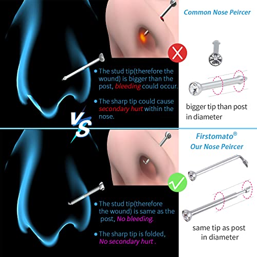 2 Pack Self Use Nose Piercing Gun Safe Nose Piercing Kit Tool Painless and Allergy Free Nose Piercer with Hypoallergenic Nose Studs