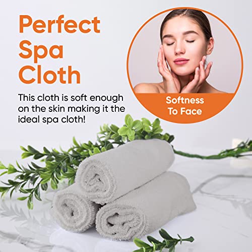 Superio Cotton Terry Washcloths Grey Towels 100% Cotton Cleaning Cloth 16" Rags Wash Clothes for Body and Face, Spa Towels, Multi Purpose (24, 16"x16")