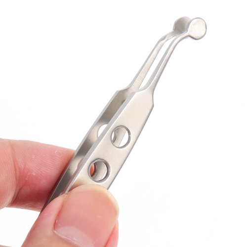 Stainless Steel Meibomian Gland Expressor Professional Eyelid Massage Tweezers Eyelid Tip for Dry Eyes, Round Tip