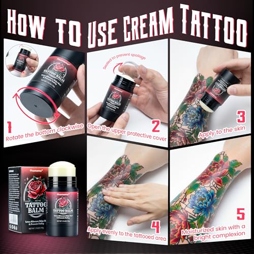 Phomemo Tattoo Aftercare Supplies, Tattoo Balm for Healing, Tattoo Cream for Moisturizing & Enhancing Color, Tattoo Butter for New & Old Tattoo, 100% Natural & Petroleum-Free, 1.76oz, 2 Pack