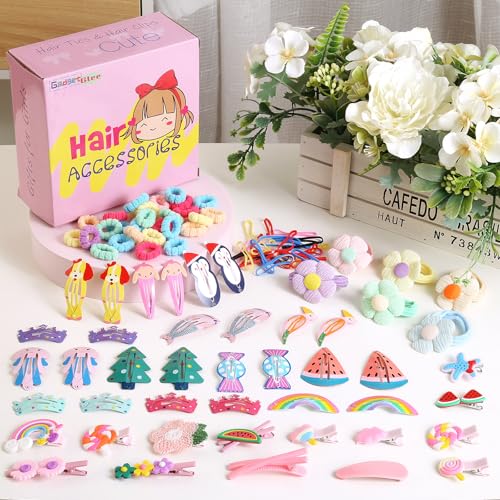 Toddler Girls Hair Accessories Kit, Little Girl Hair Clips Set Hair Stuff Kids Hair Ties Accessory Kits Variety Pack Cute Barrettes Hair Clip Sets Toddlers accesorios cabello ni?as 4-6 3 4 5 Year Old