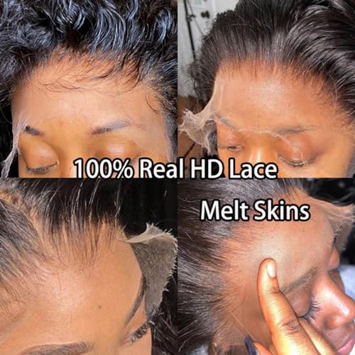 5x5 Real HD Lace Front Human Hair Wigs for Black Women 180% Density Curly Lace Closure Wig Bye-Bye-Knots With Baby Hair Natural Hairline (5x5 HD Lace Wig, 18inches)