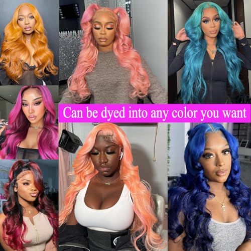 LADYWIGSD 613 Lace Front Wig Human Hair 13x4 HD Lace Frontal Wigs Pre Plucked for women Light Blonde Color Body Wave Lace Front Wig Brazilian Virgin 613 Human Hair Wigs (26 Inch)