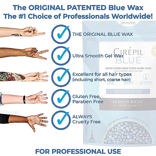 Cirepil - Blue - 400g - 14.11 oz Wax Beads Bag - All-Purpose, Unscented & No Strip Needed - Perfect for Sensitive Skin - Fluid Gel Texture, Easy Removal, Peel-Off Wax