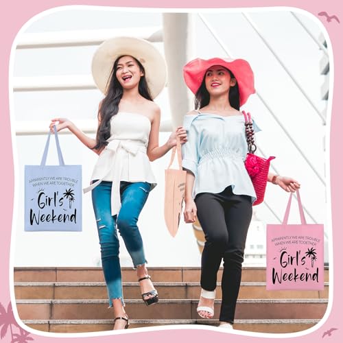 Paterr 8 Pcs Girls Weekend Gifts Includes 4 Makeup Bag Girls Trip Gifts 4 Weekend Tote Bag Travel Favors for Women Summer Cosmetic Zipper Pouch Wedding Birthday Bachelorette Party(Stylish Color)