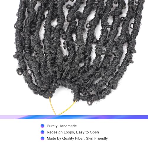 GUOHUI Super Light Butterfly Locs Crochet Hair 10 Inch 6 Packs Pre-Looped Soft Distressed Faux Locs Braids for Women Kids (10 Inch,1B#)