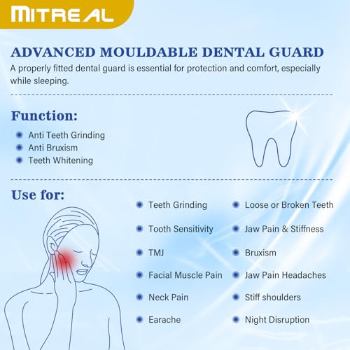 Mouth Guard for Grinding Teeth at Night, Night Guards for Teeth Grinding, Dental Night Guards for Sleep, Comfortable Grinding Guard for Adults with 12 Cleaning Tablets