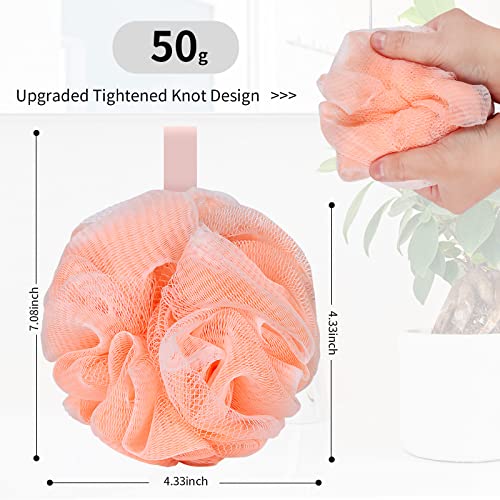 Bath Loofah Sponge Body Scrubber Shower Sponge Exfoliating Mesh Pouf Shower Ball Bath Sponges for Women and Men Bathing Accessories (4Pack 50G Colorful)