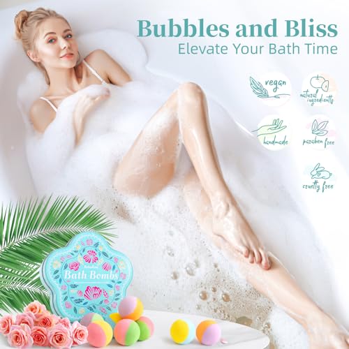 Bath Bomb Gift Set ? 10 Handmade Bath Bombs with Natural Ingredients, 5 Aromatic Scents, Relaxing Spa Bombs for Women, Men, and Kids, Best Birthday Gifts for Stress Relief and Relaxation