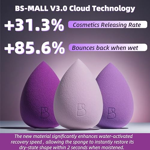 BS-MALL Makeup Sponge Set 6 Pcs ? Premium Beauty Blenders for Flawless Makeup Application