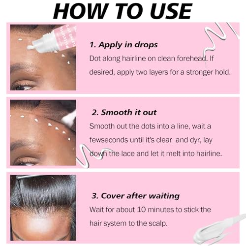 Wig Glue for Lace Front Lace Wigs, 0.5 OZ Waterproof Lace Front Wig Glue for Wigs, Strong Hold Transparent Adhesive for Hair Replacement Invisible Hair Bonding Wig Adhesive (4PCS)