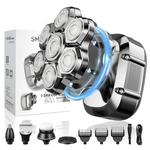 RUIM Head Shavers for Bald Men, 7D Magnetic Rotary Electric Razor, IPX7 Waterproof for Wet & Dry Use, with LED Display, USB-C Charging & 5-in-1 Grooming Kit