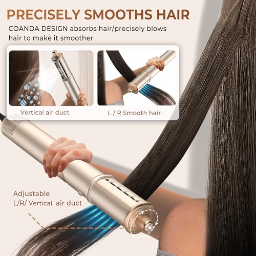 Ukliss 8 in 1 Hair Dryer Brush & Multi Hot Air Styler?Foldable 110,000 RPM Blow Dryer Brush Tool Set with Diffuser Auto-Wrap Curler for Fast Drying Curling Straightening Hair Daily Styling (1.25'')