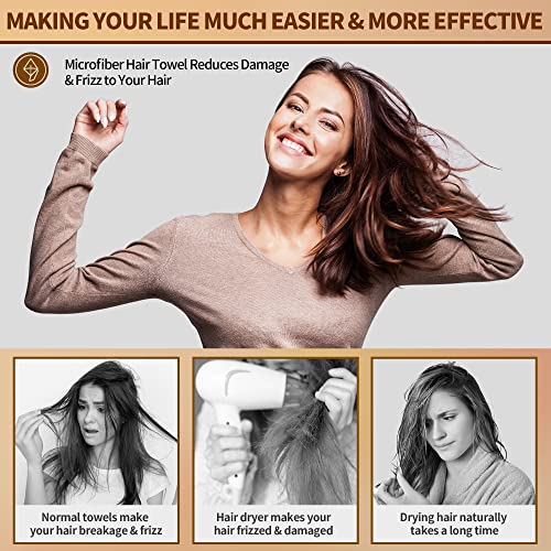 NEXCOVER Hair Towel Microfiber, 2 Pack White 9.8 inch X 25.5 inch Hair Wrap,Ultra Absorbent Hair Turbans,Fast Drying Head Towels for Women Wet Hair,Long,Curly,Thick,Frizzy Hair