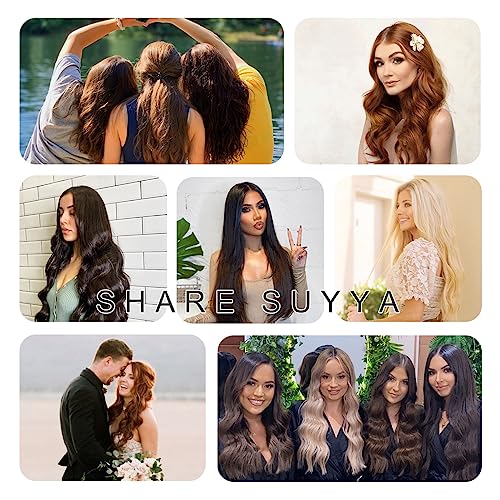 SUYYA Clip in Hair Extensions Real Human Hair,Hair Extensions Clip ins Straight Human Hair Clip ins Double Weft Natural Black Human Hair Clip in Extensions 7pcs 120g (22 inches #1B Off Black)