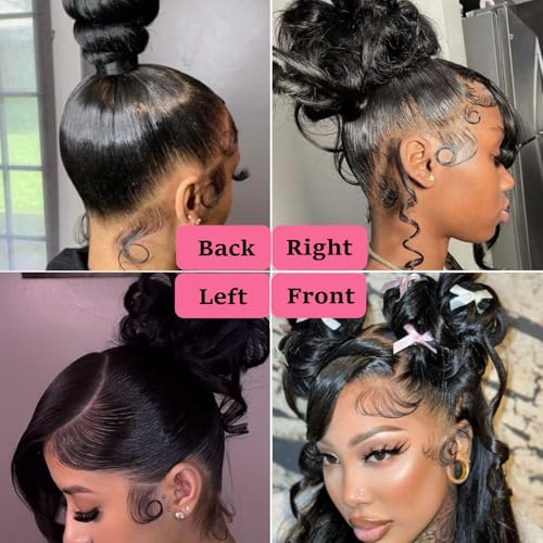 360 Lace Front Wigs - 220% Density Body Wave HD Lace Front Wigs - Brazilian Virgin 16 Inch - Full Lace Wigs Pre Plucked with Baby Hair - Natural Color